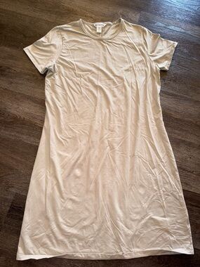 Athleta Short Sleeve Dress Oatmeal L/Tall